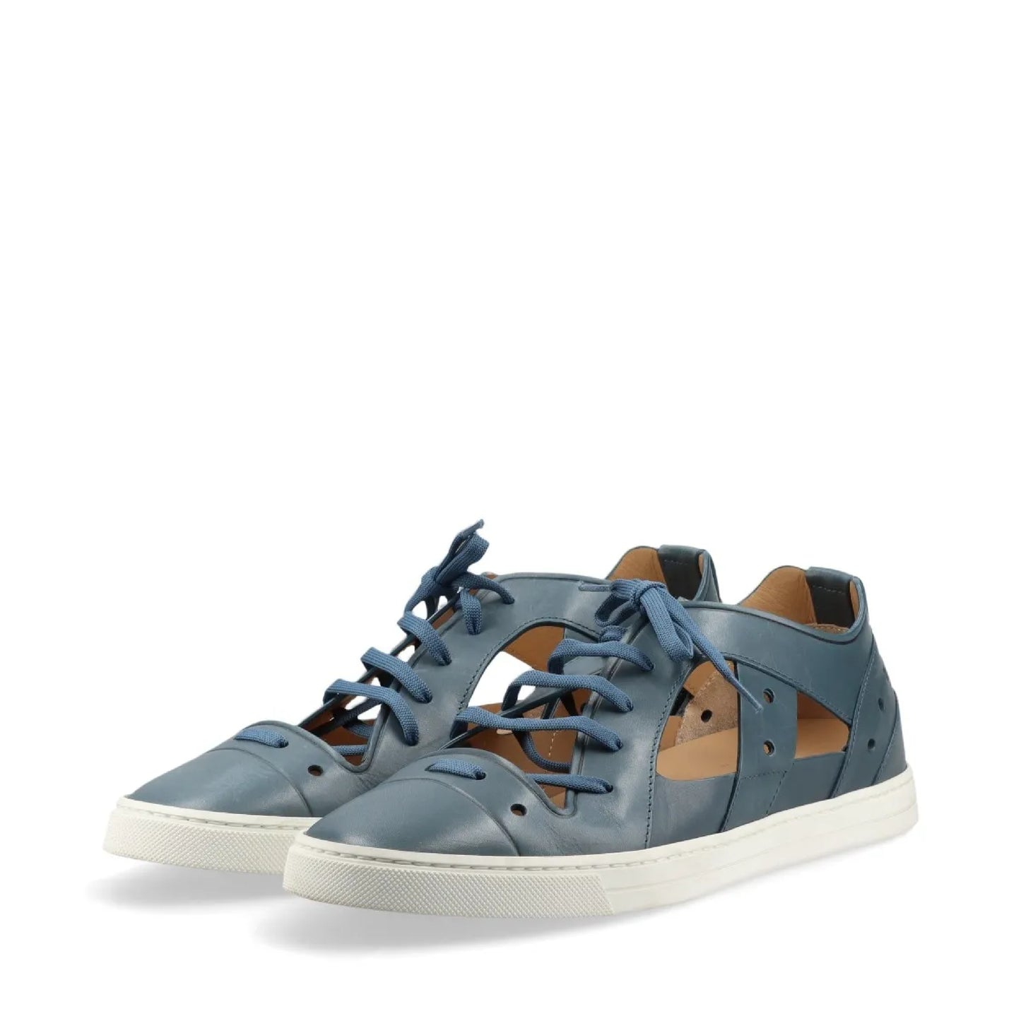 FENDI Leather Sneakers Size 7 Blue 7E1038 Sneaker Sandals Sneakers
