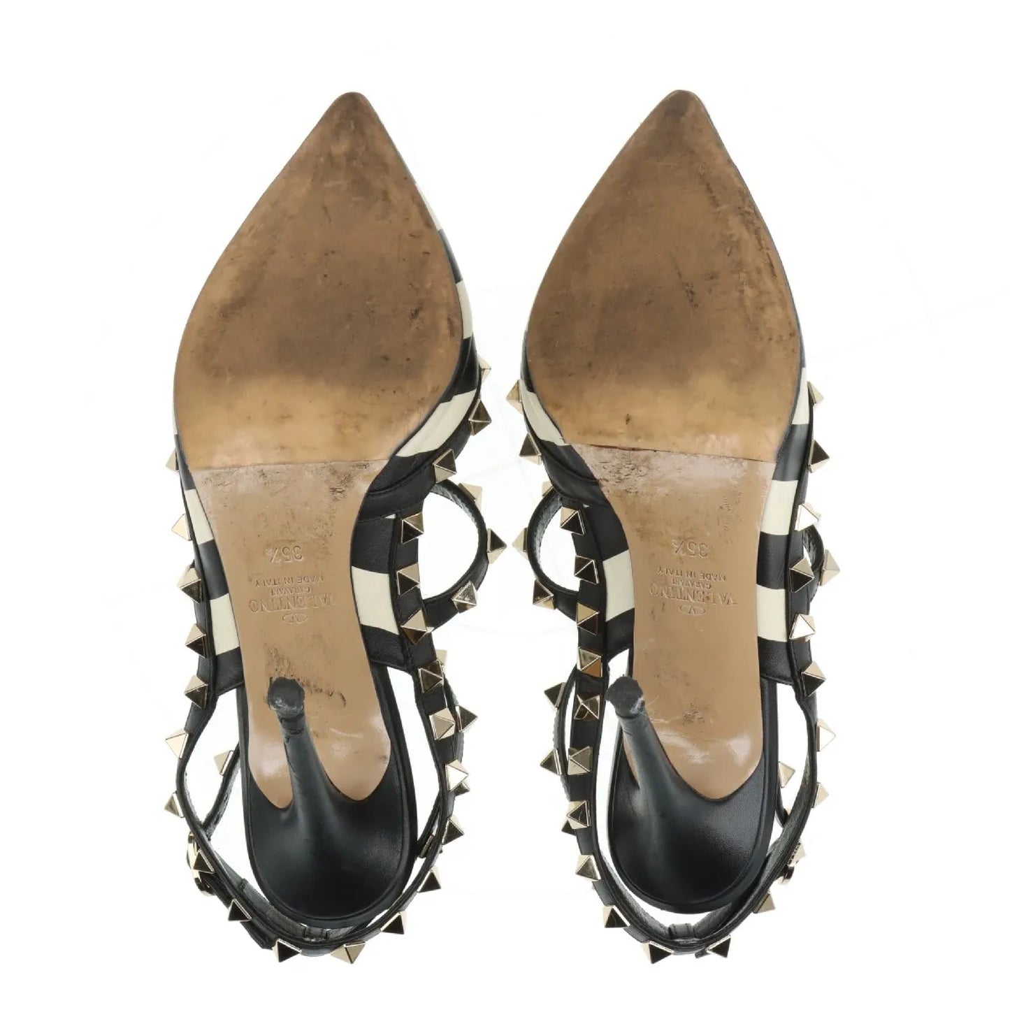 VALENTINO Valentino Garavani Rockstud Leather Strap Pumps, Size 35 1/2, Box Included