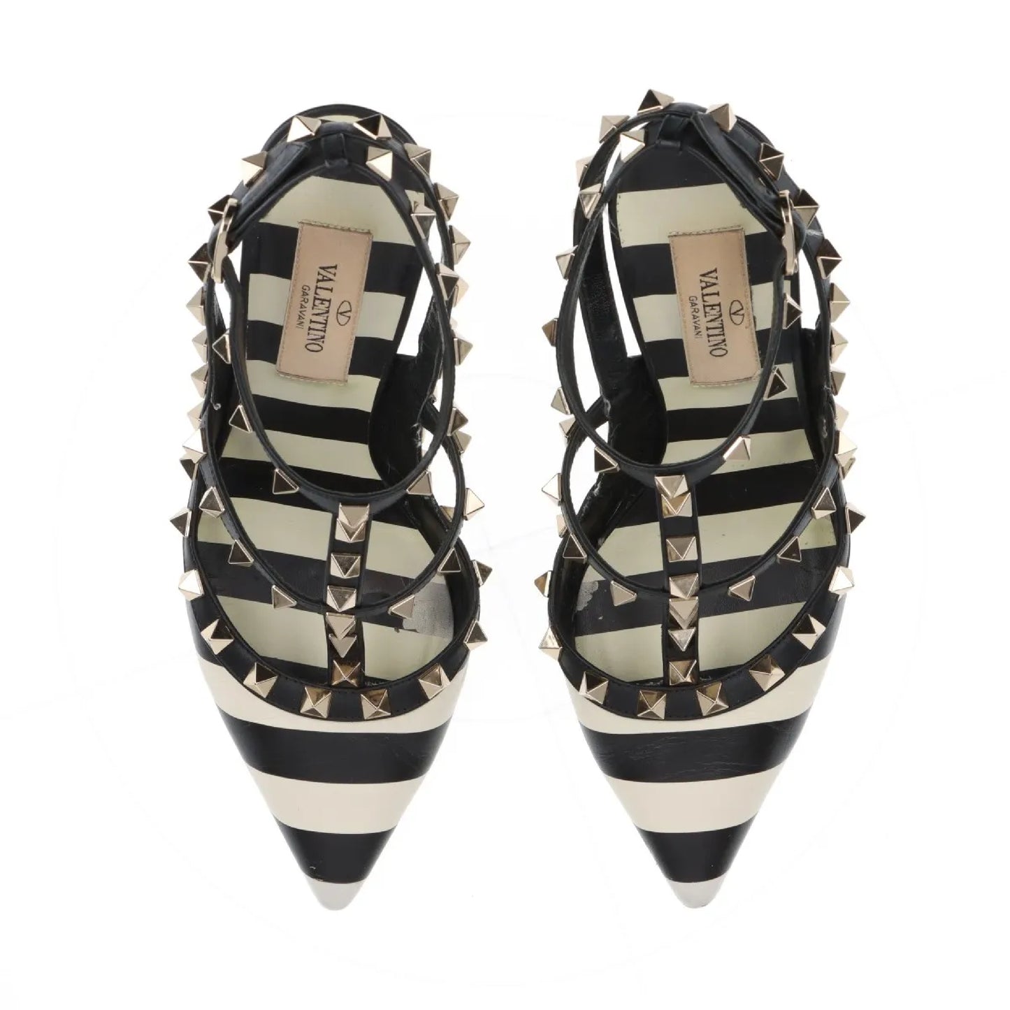 VALENTINO Valentino Garavani Rockstud Leather Strap Pumps, Size 35 1/2, Box Included