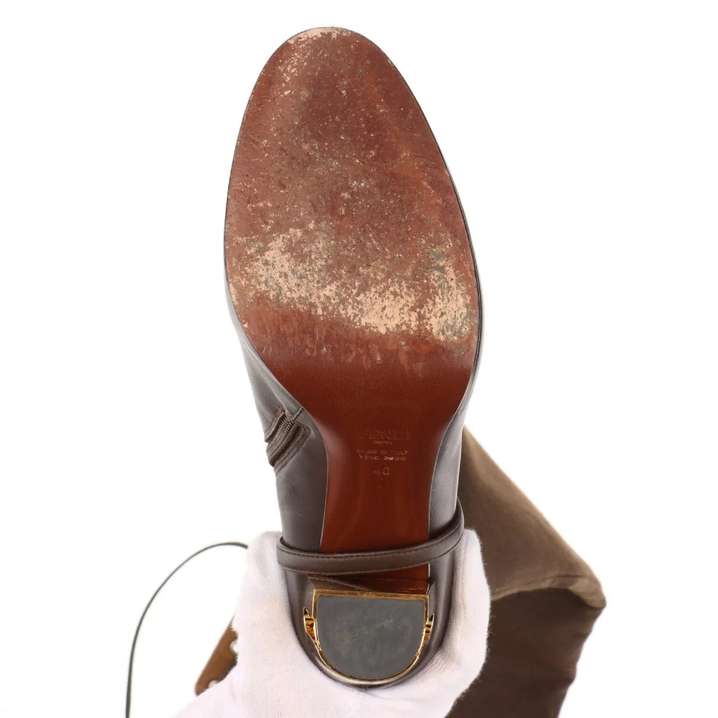 FENDI Canvas Long Boots Size 40 Women's Brown 8W8441 Other Shoes
