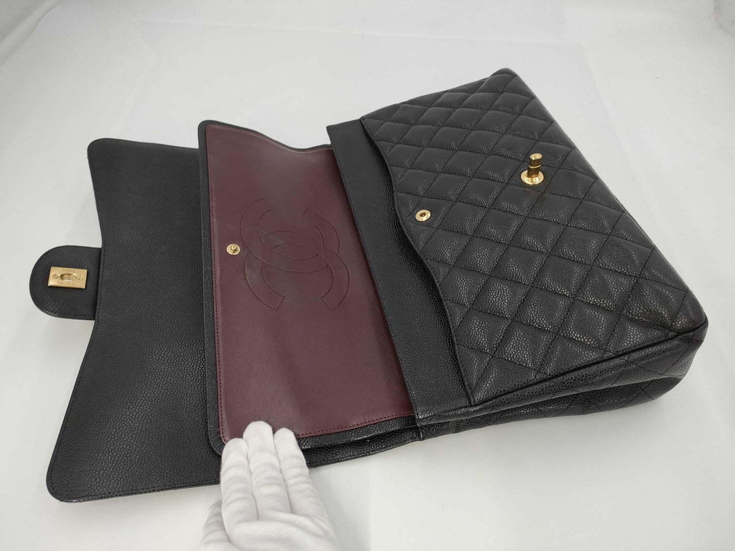 CHANEL Caviar Skin Matelasse W Maxi Shoulder Bag