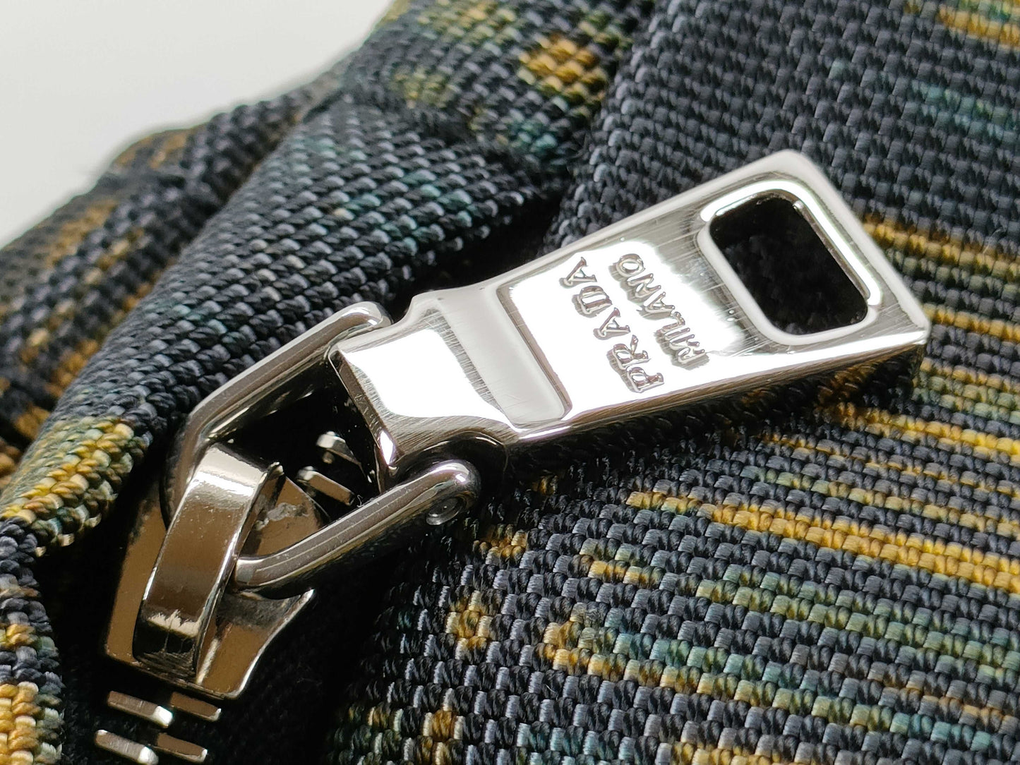 PRADA Canvas x Leather Check Pattern 2-Way Handbag with Strap