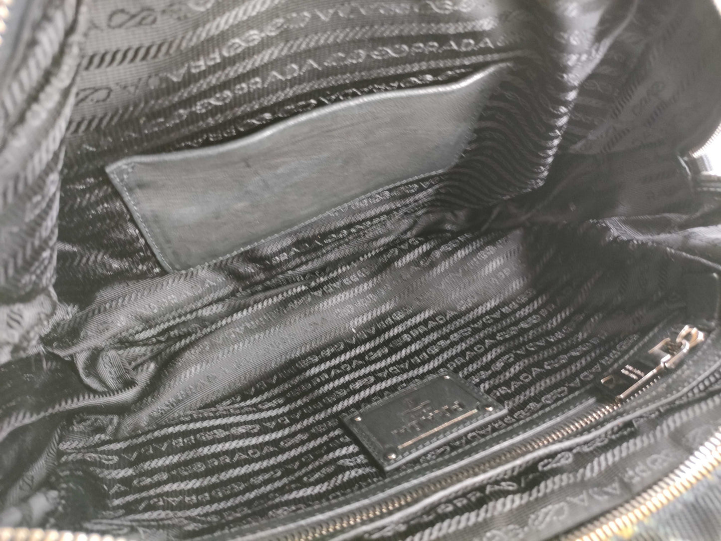 PRADA Canvas x Leather Check Pattern 2-Way Handbag with Strap
