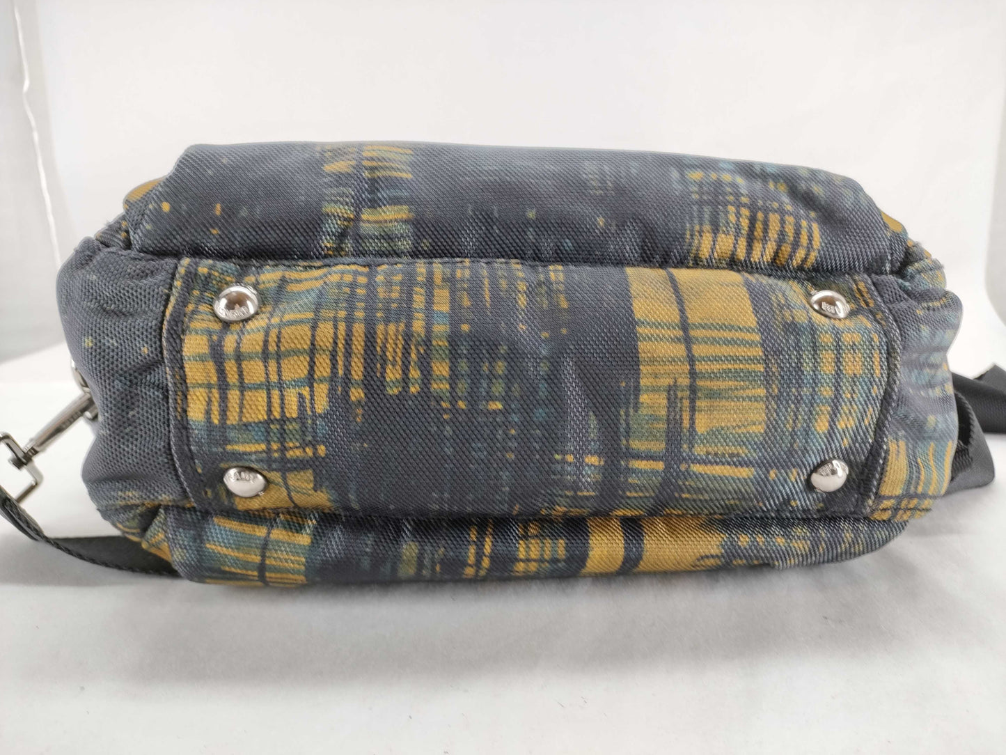 PRADA Canvas x Leather Check Pattern 2-Way Handbag with Strap