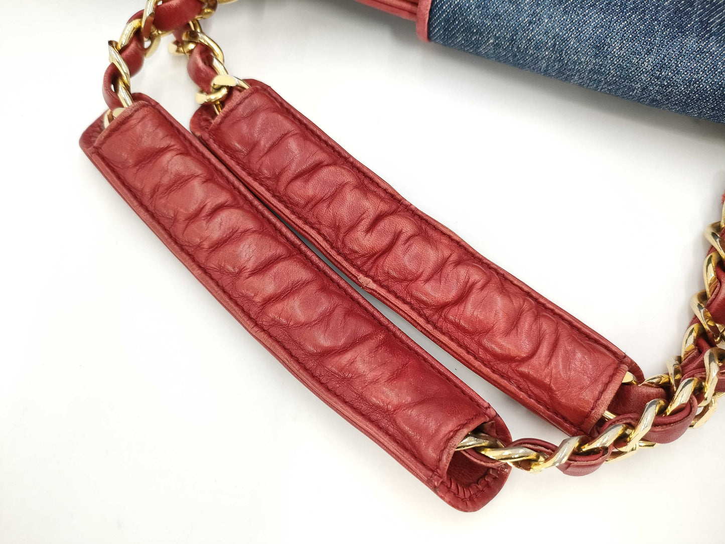 CHANEL Matelasse Denim x Lamb Shoulder Bag with Circle Coco Charm