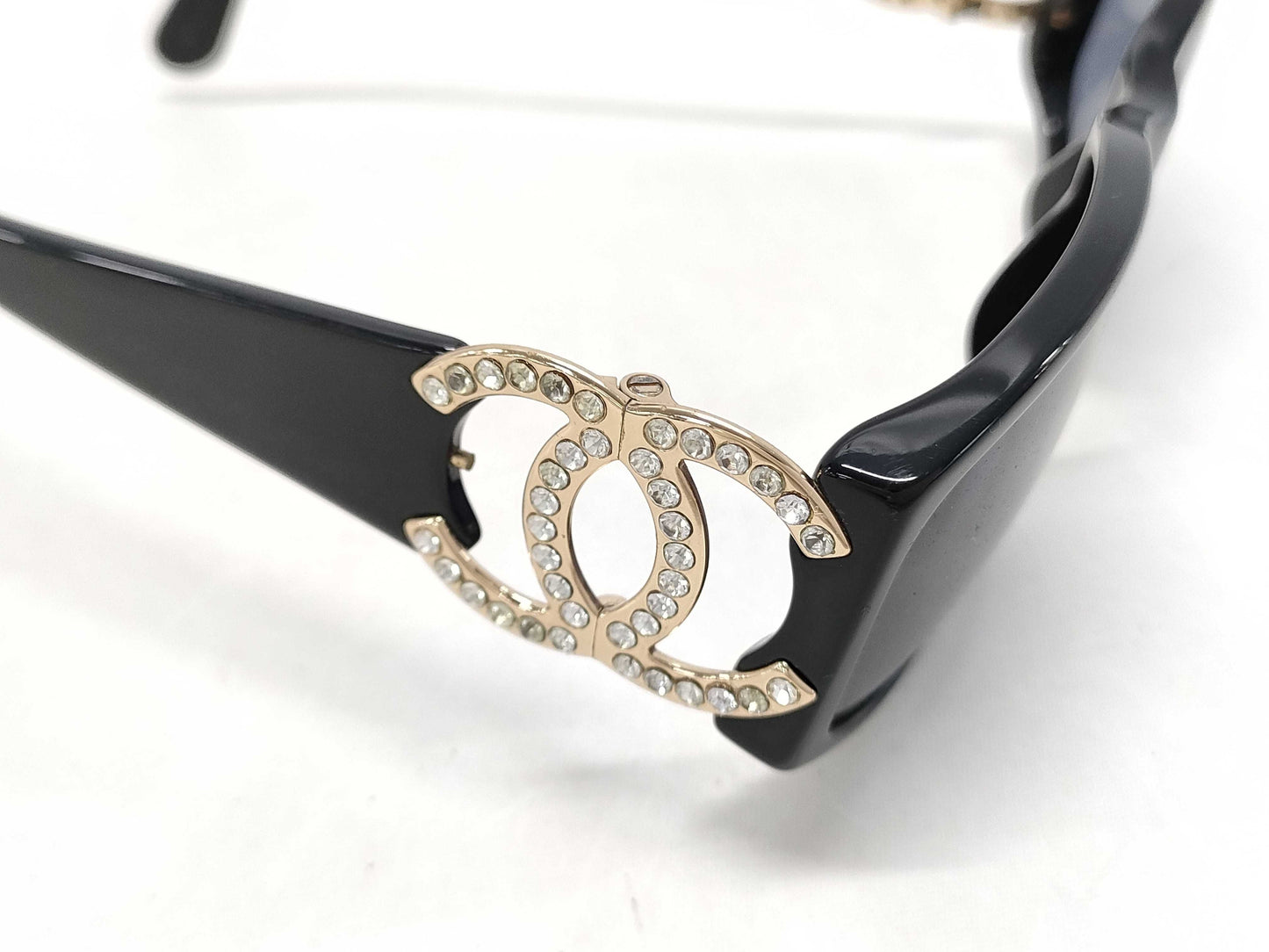 CHANEL Coco Mark Rhinestone Sunglasses with Case