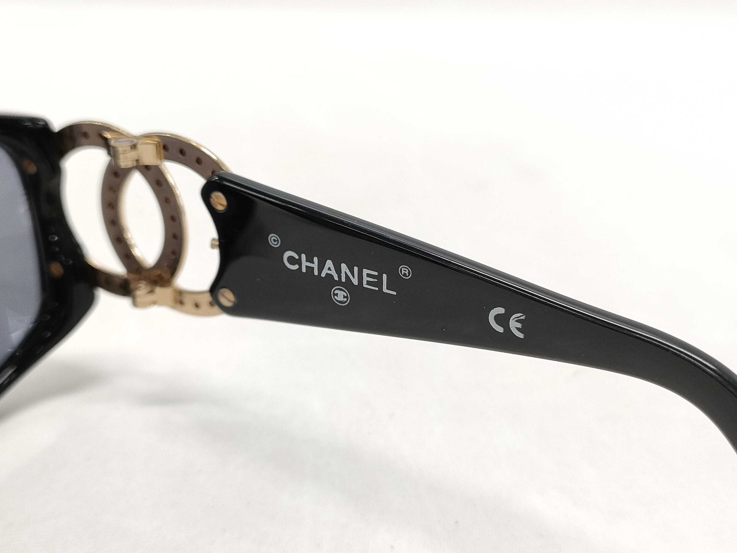 CHANEL Coco Mark Rhinestone Sunglasses with Case
