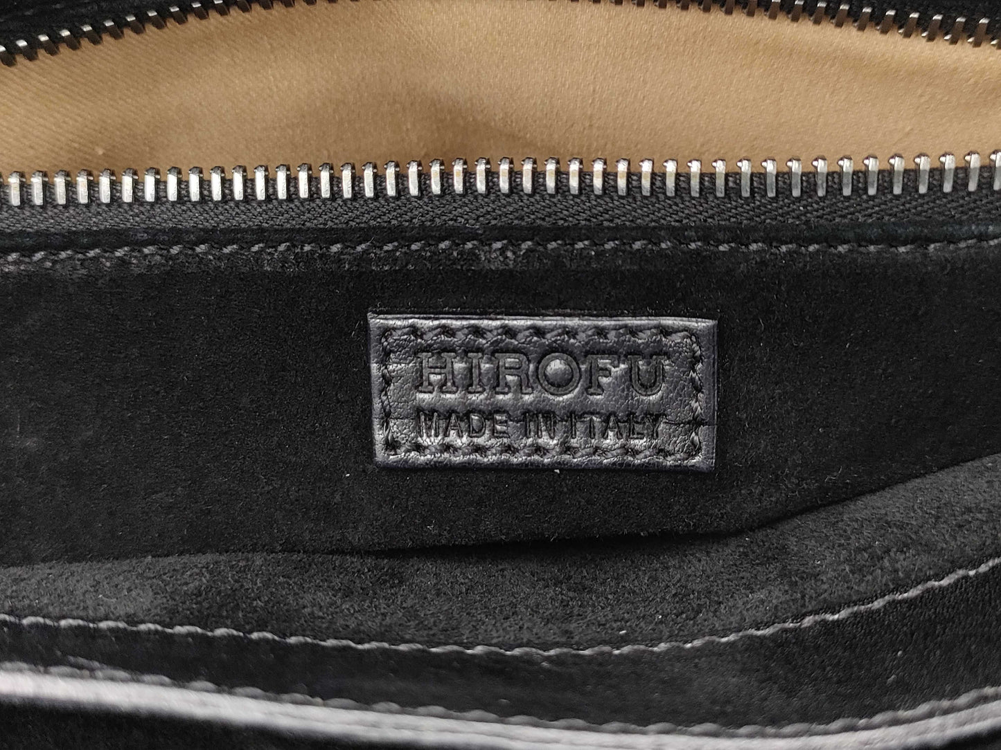 HIROFU Handbag Black Leather H Logo Bag