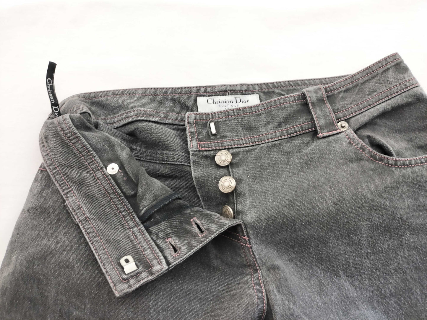 Dior Christian Dior Denim Pants, Galliano Period, Logo Buckle Pants