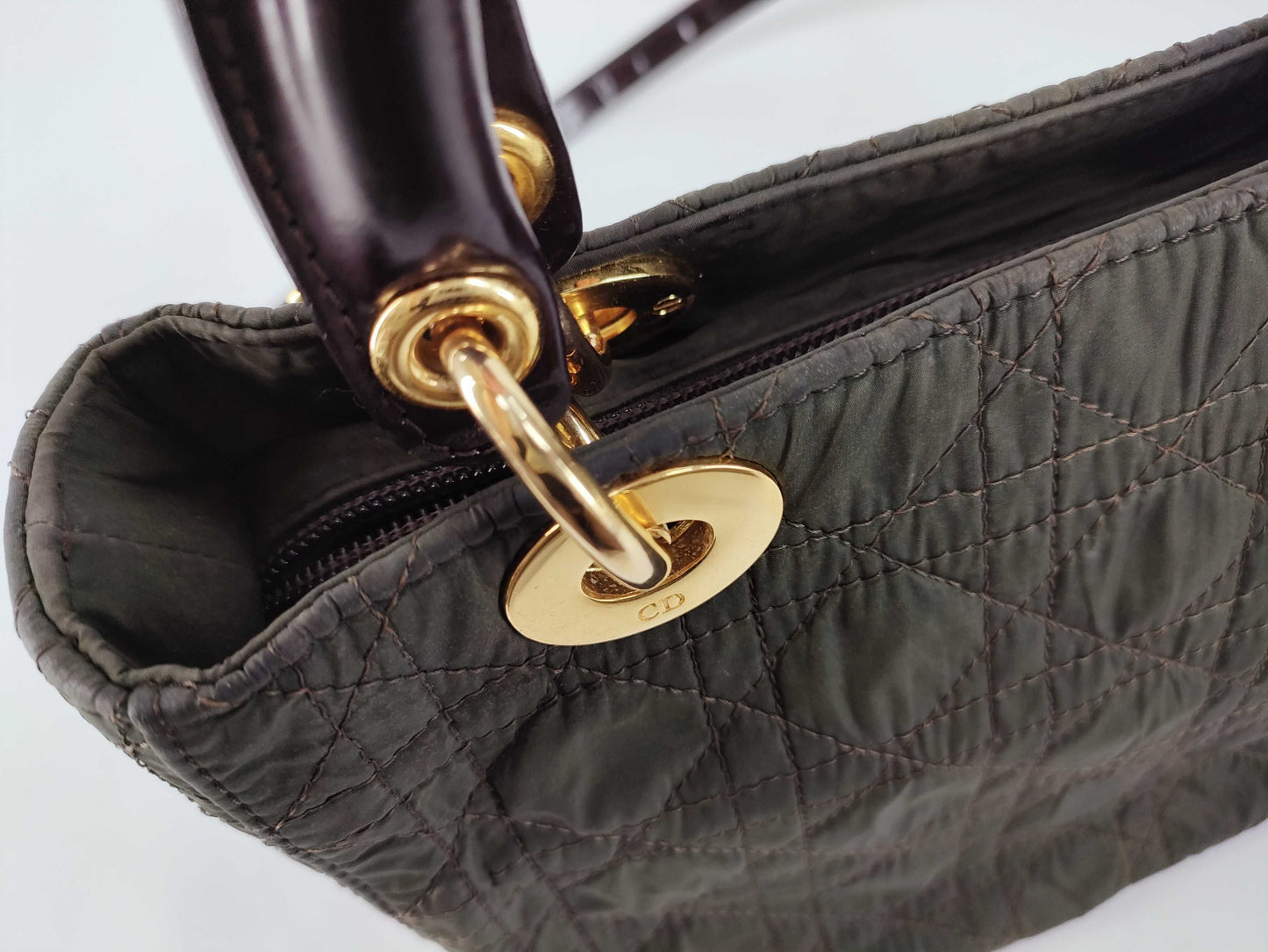 Dior Lady Dior Dior Handbag Shoulder Bag 2WAY Cannage Lady Dior Green Strap Handbag