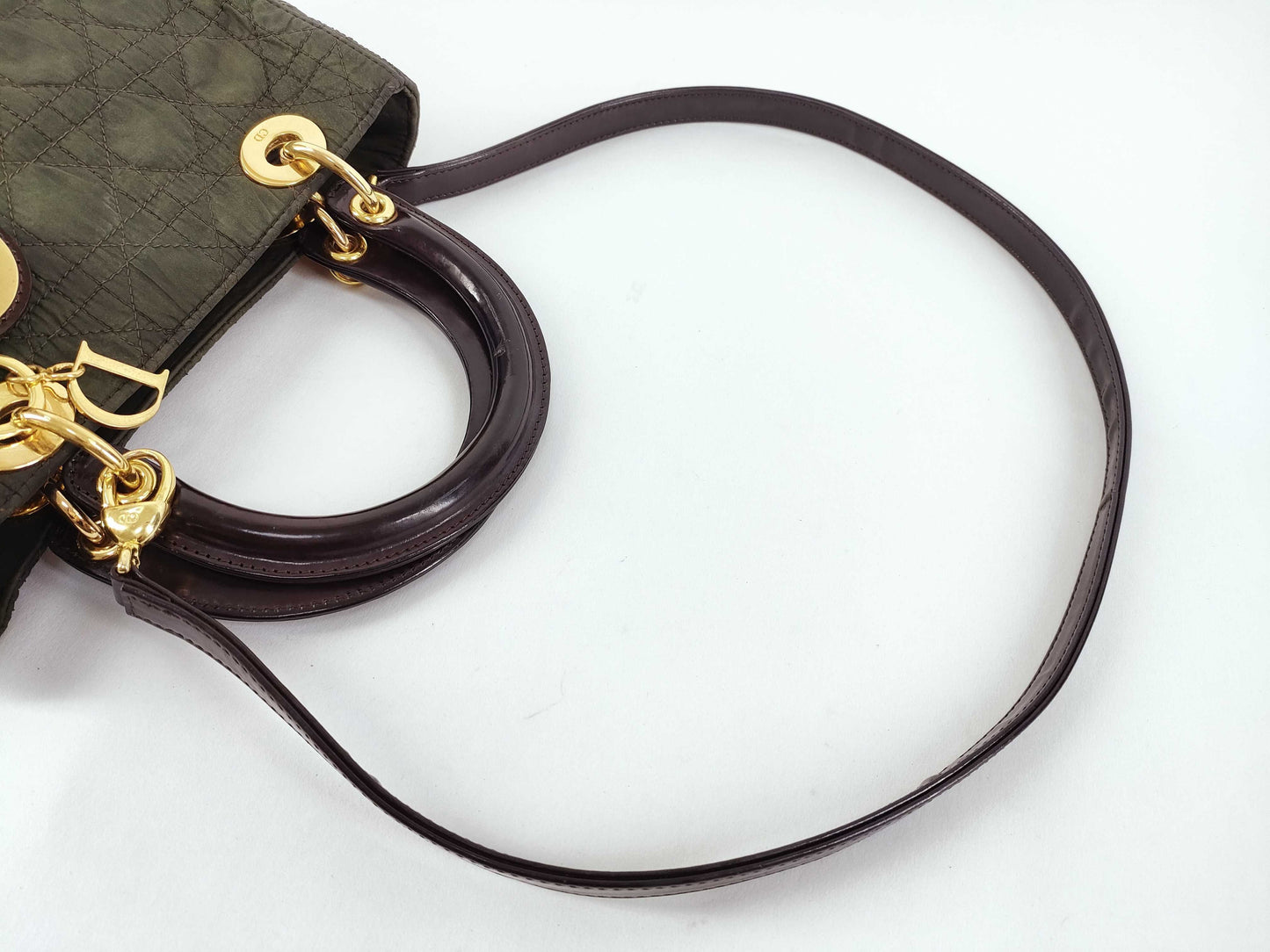 Dior Lady Dior Dior Handbag Shoulder Bag 2WAY Cannage Lady Dior Green Strap Handbag
