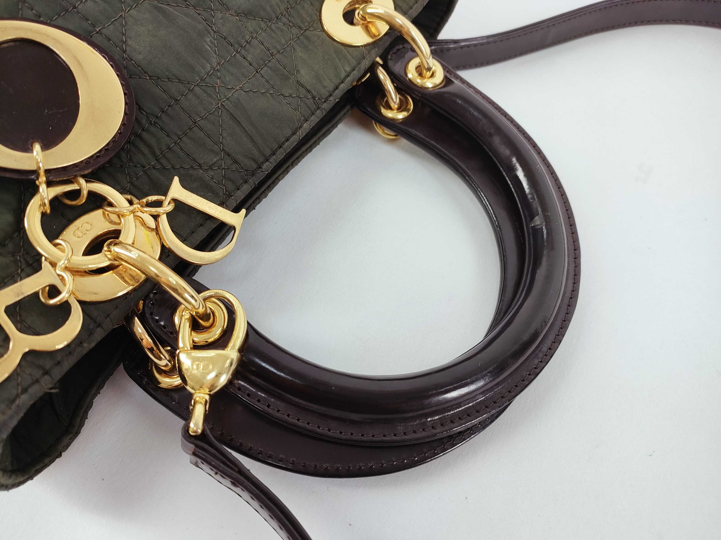 Dior Lady Dior Dior Handbag Shoulder Bag 2WAY Cannage Lady Dior Green Strap Handbag