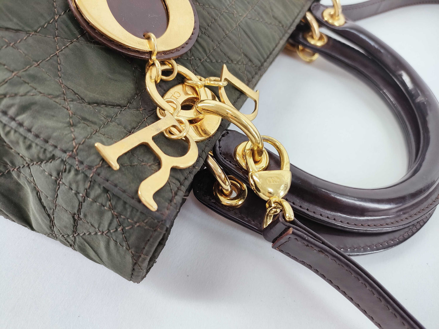 Dior Lady Dior Dior Handbag Shoulder Bag 2WAY Cannage Lady Dior Green Strap Handbag