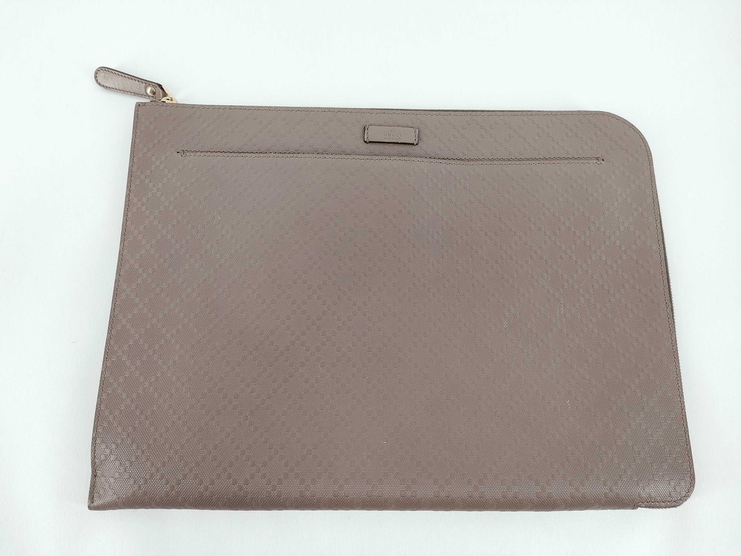 GUCCI Bright Diamante Greige Leather Clutch Bag 368564