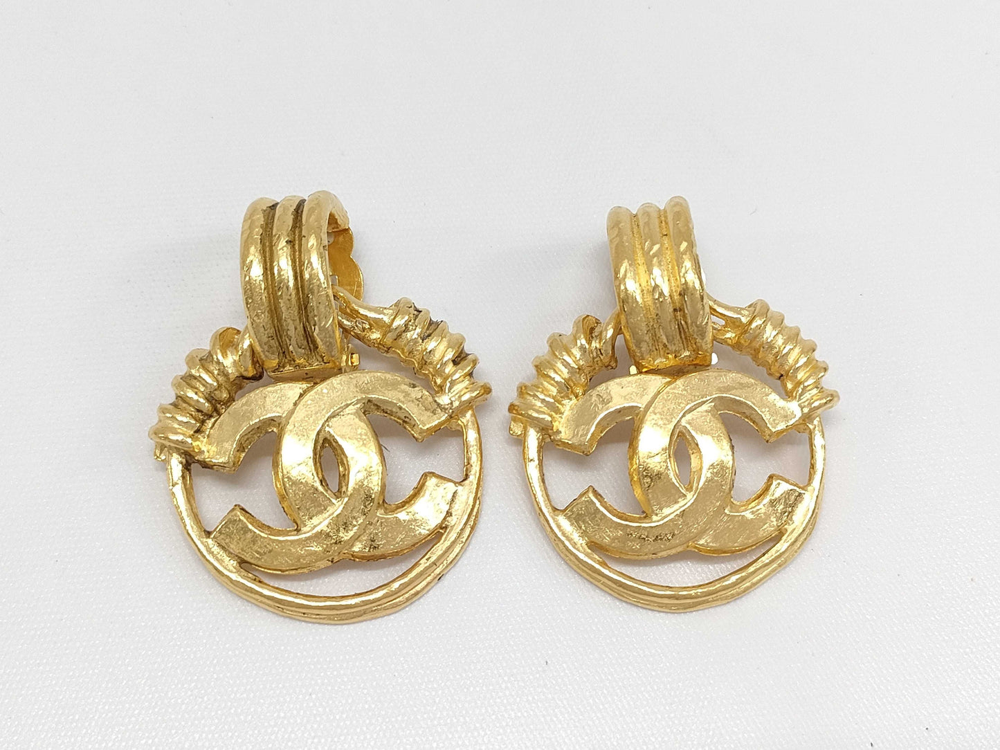 CHANEL GP Vintage Coco Mark Gold Earrings 30.9g