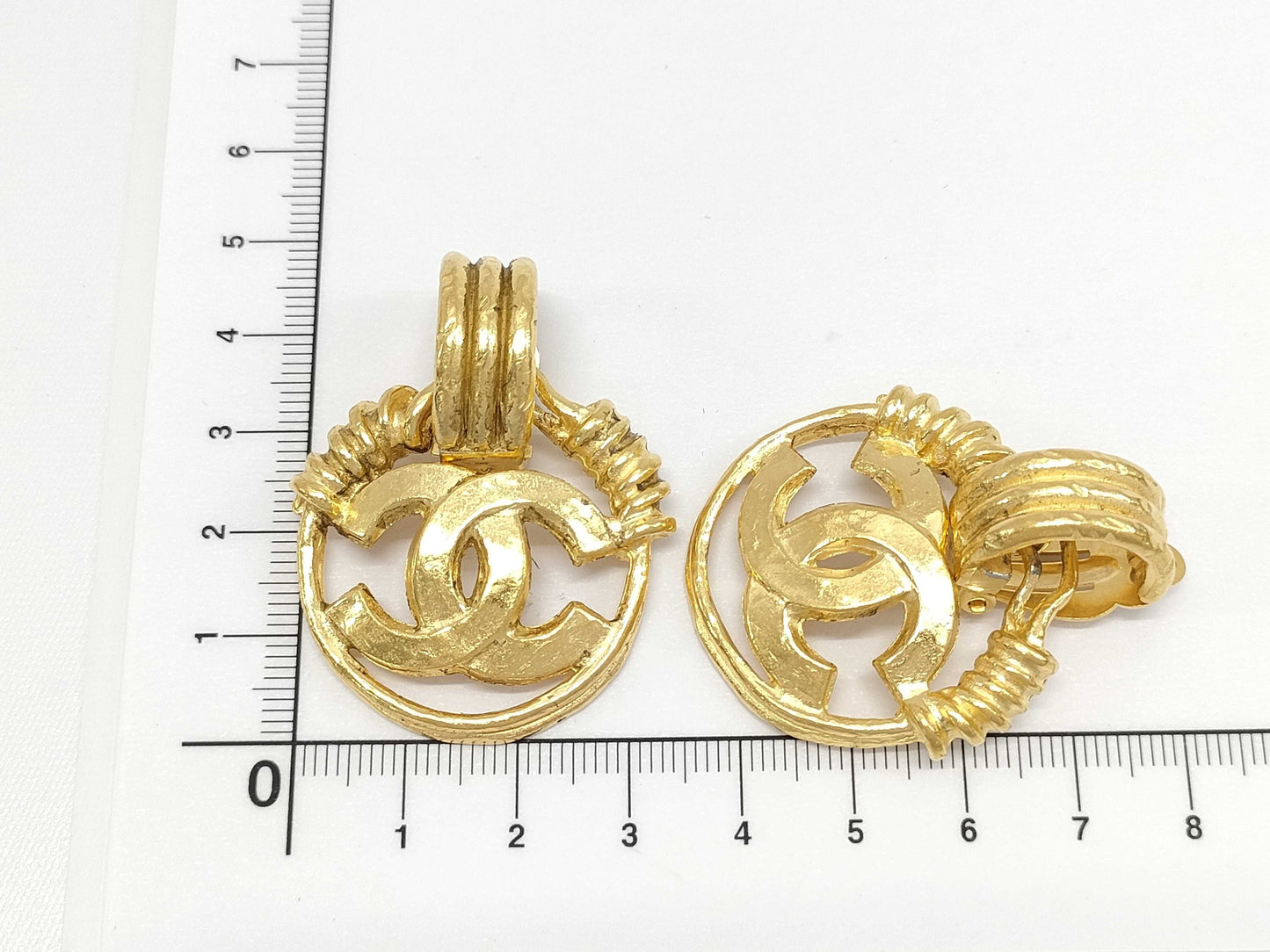 CHANEL GP Vintage Coco Mark Gold Earrings 30.9g