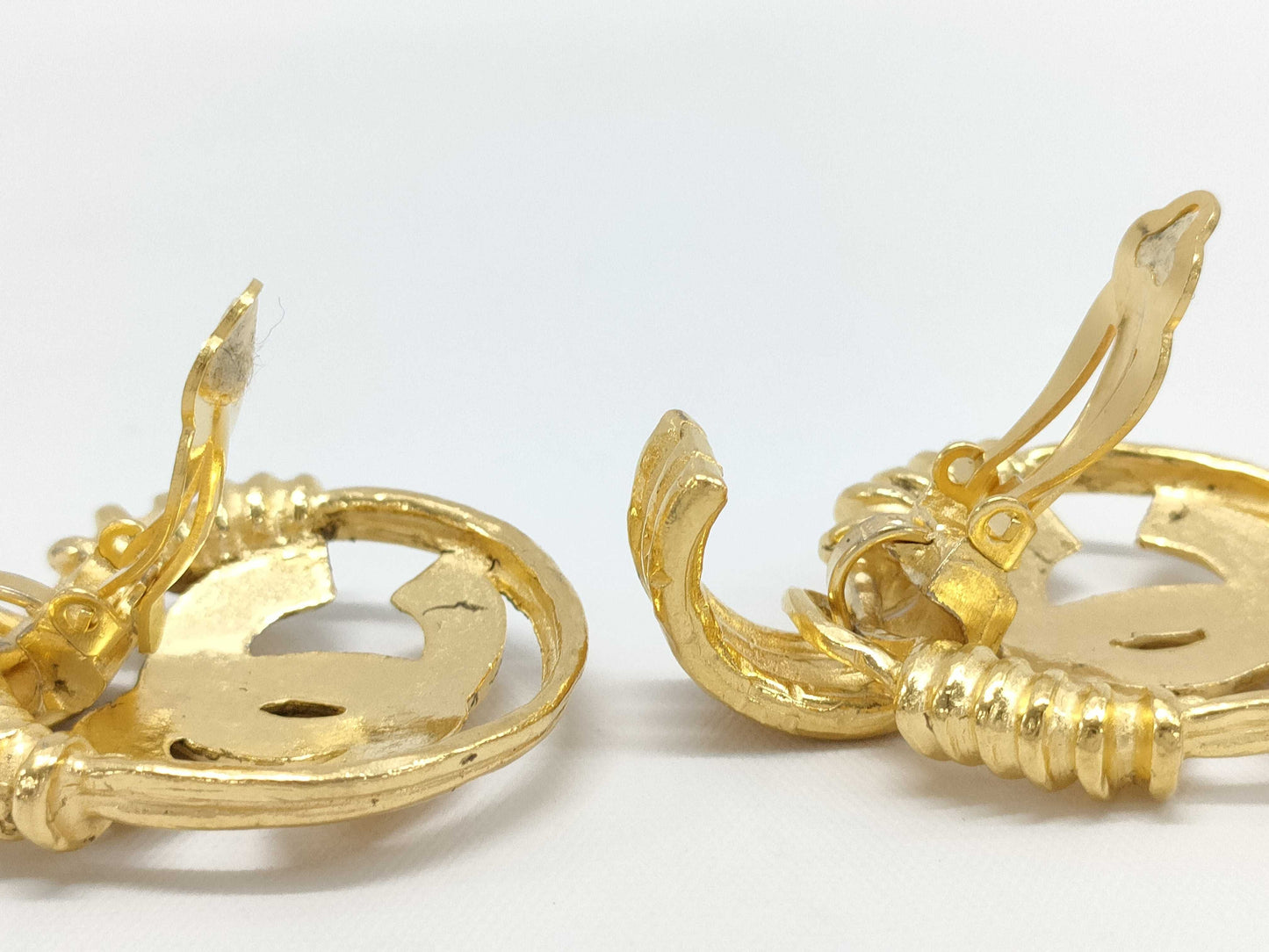 CHANEL GP Vintage Coco Mark Gold Earrings 30.9g