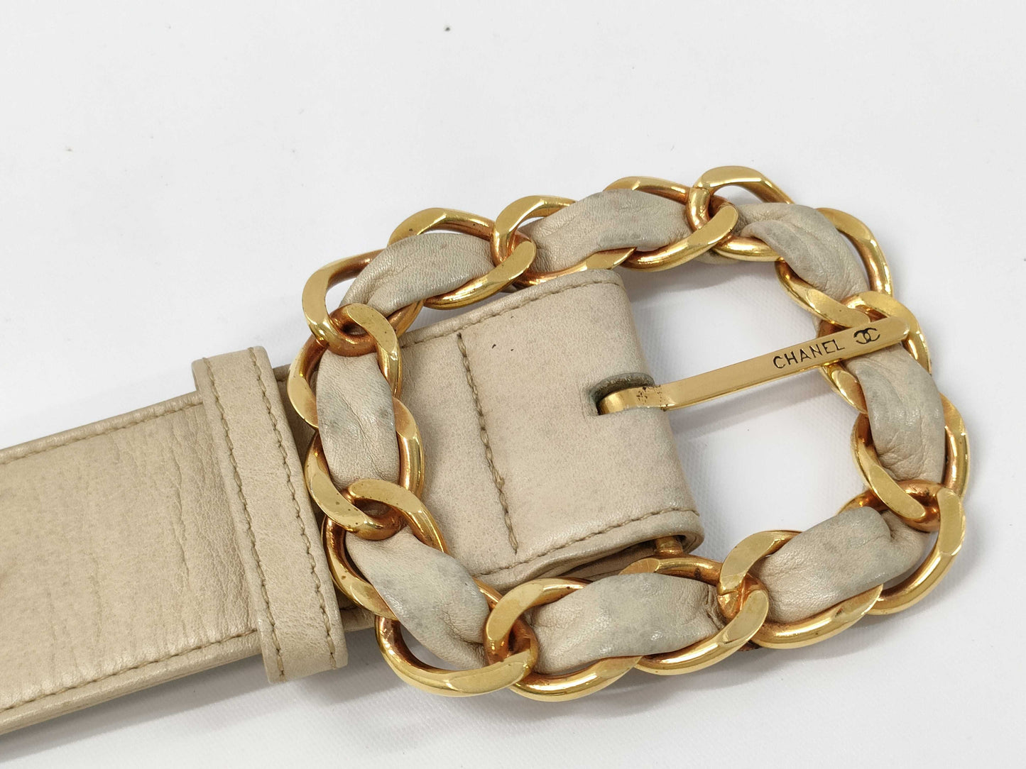 CHANEL CHANEL Belt 70/28 Gold Beige Belt