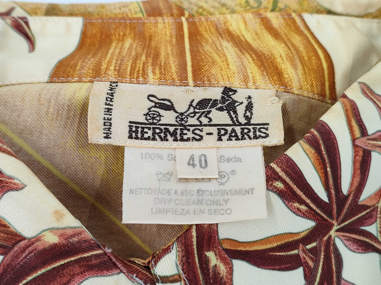 HERMES PASSIFLORES Passion Flower Shirt, Size 40