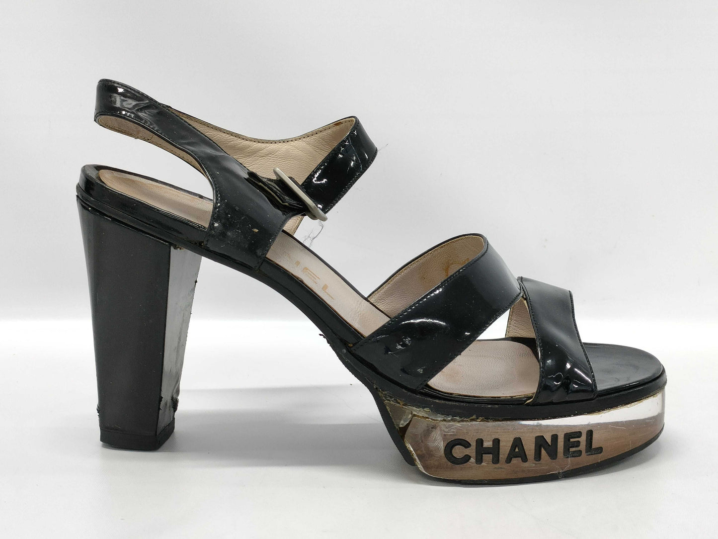 CHANEL CHANEL Clear Heel Sandals Size 37 1/2