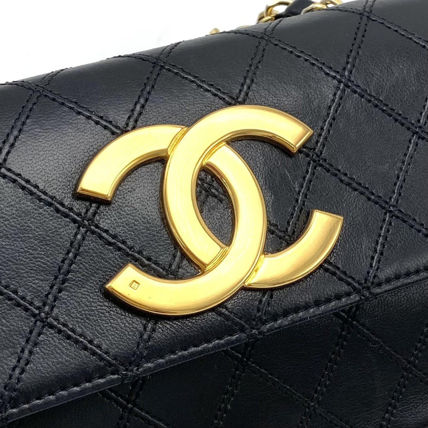 CHANEL CHANEL Bicolor Push Lock Large Coco Mark Leather Chain Shoulder Bag