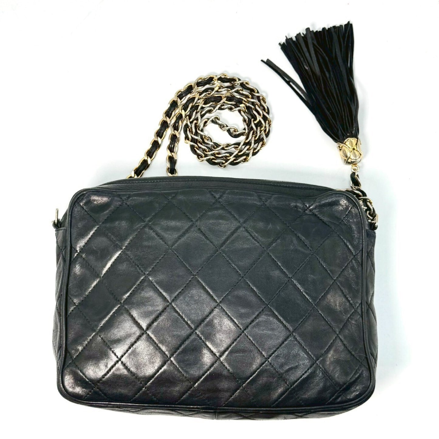 CHANEL Matelasse Coco Mark Fringed Chain Shoulder Bag Black 1870016 Shoulder Bag