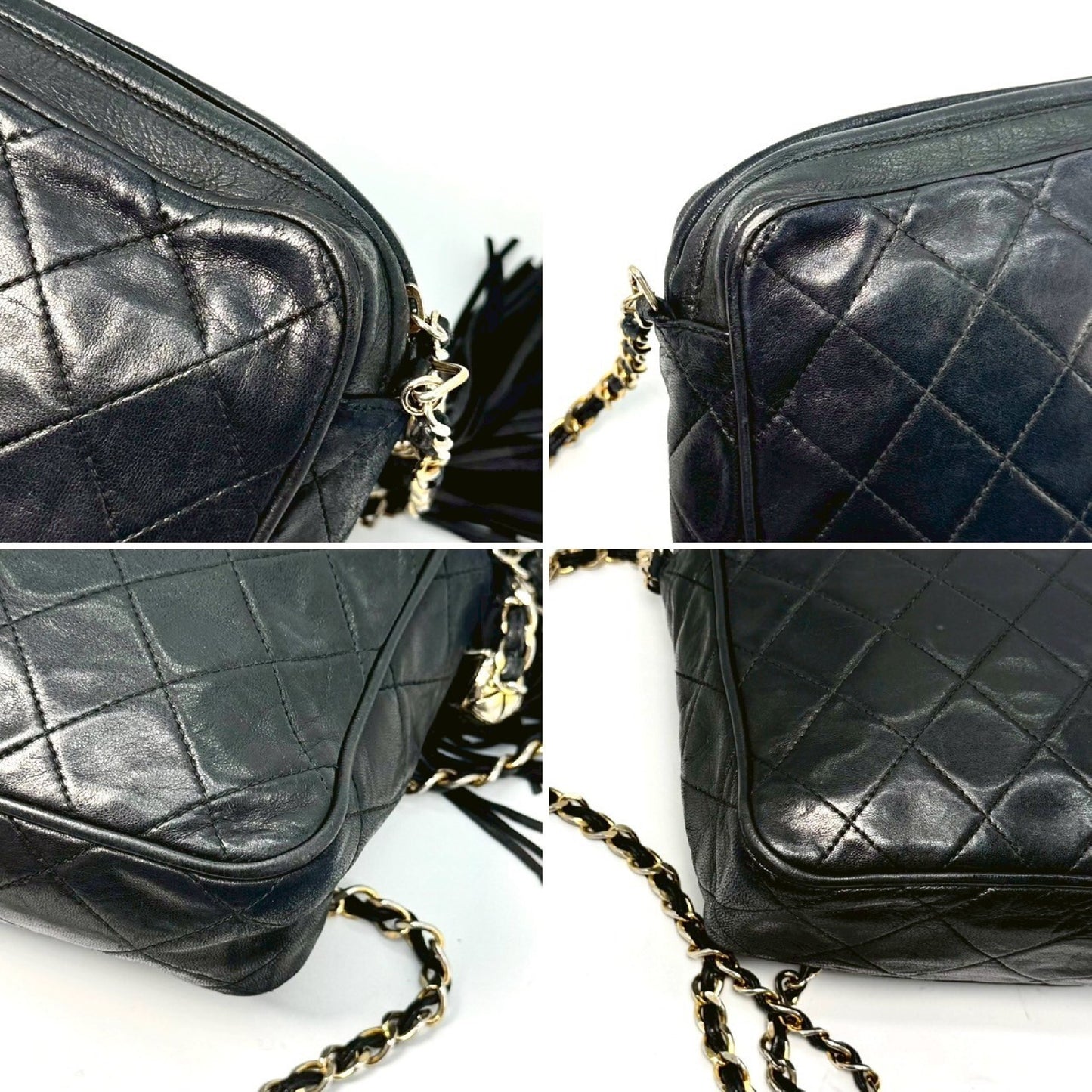 CHANEL Matelasse Coco Mark Fringed Chain Shoulder Bag Black 1870016 Shoulder Bag