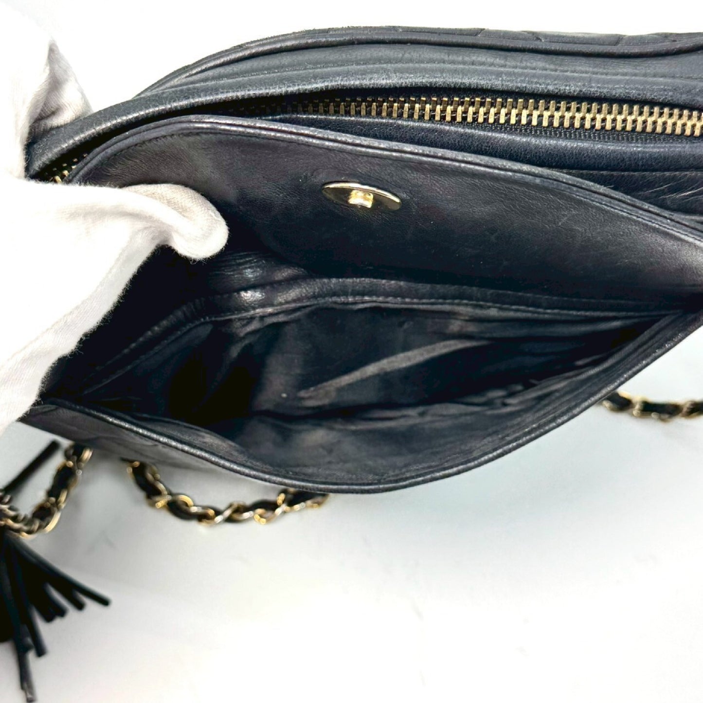 CHANEL Matelasse Coco Mark Fringed Chain Shoulder Bag Black 1870016 Shoulder Bag