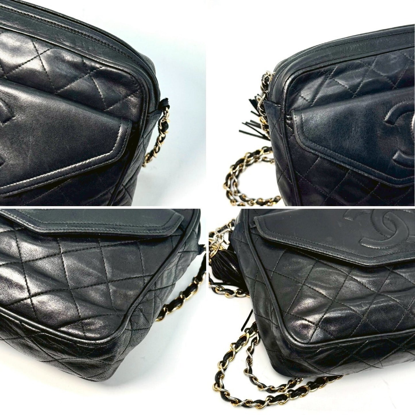 CHANEL Matelasse Coco Mark Fringed Chain Shoulder Bag Black 1870016 Shoulder Bag