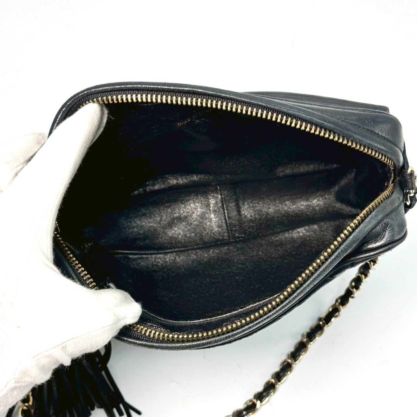 CHANEL Matelasse Coco Mark Fringed Chain Shoulder Bag Black 1870016 Shoulder Bag