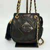 CHANEL Matelasse Lambskin Fringed Chain Shoulder Bag, Black, No Serial Number Seal