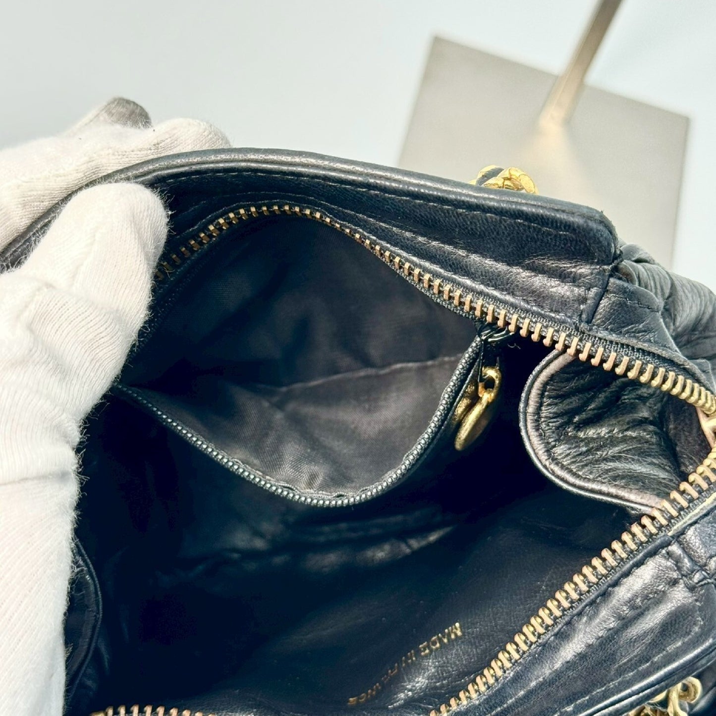 CHANEL Matelasse Lambskin Fringed Chain Shoulder Bag, Black, No Serial Number Seal