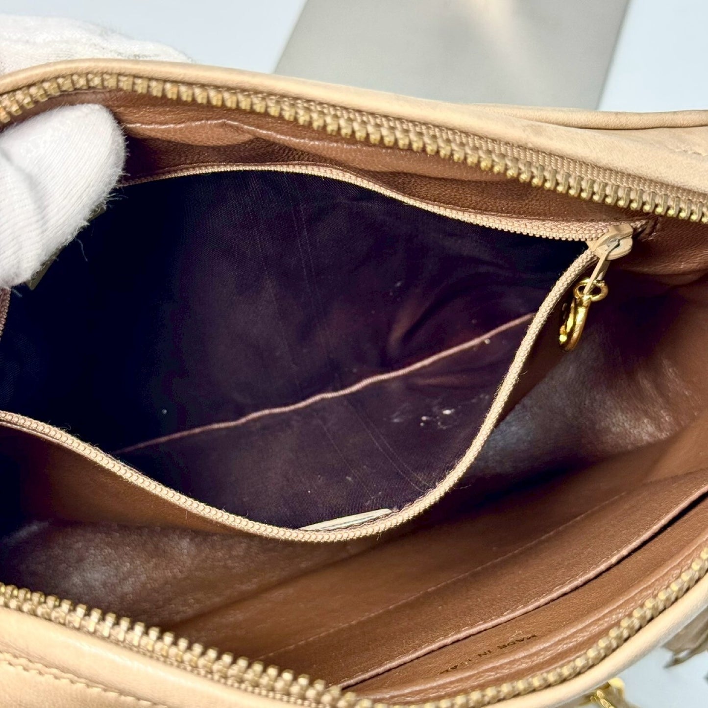 CHANEL Matelasse Fringed Chain Shoulder Bag, Beige, with Guarantee Card, 2470609 Shoulder Bag