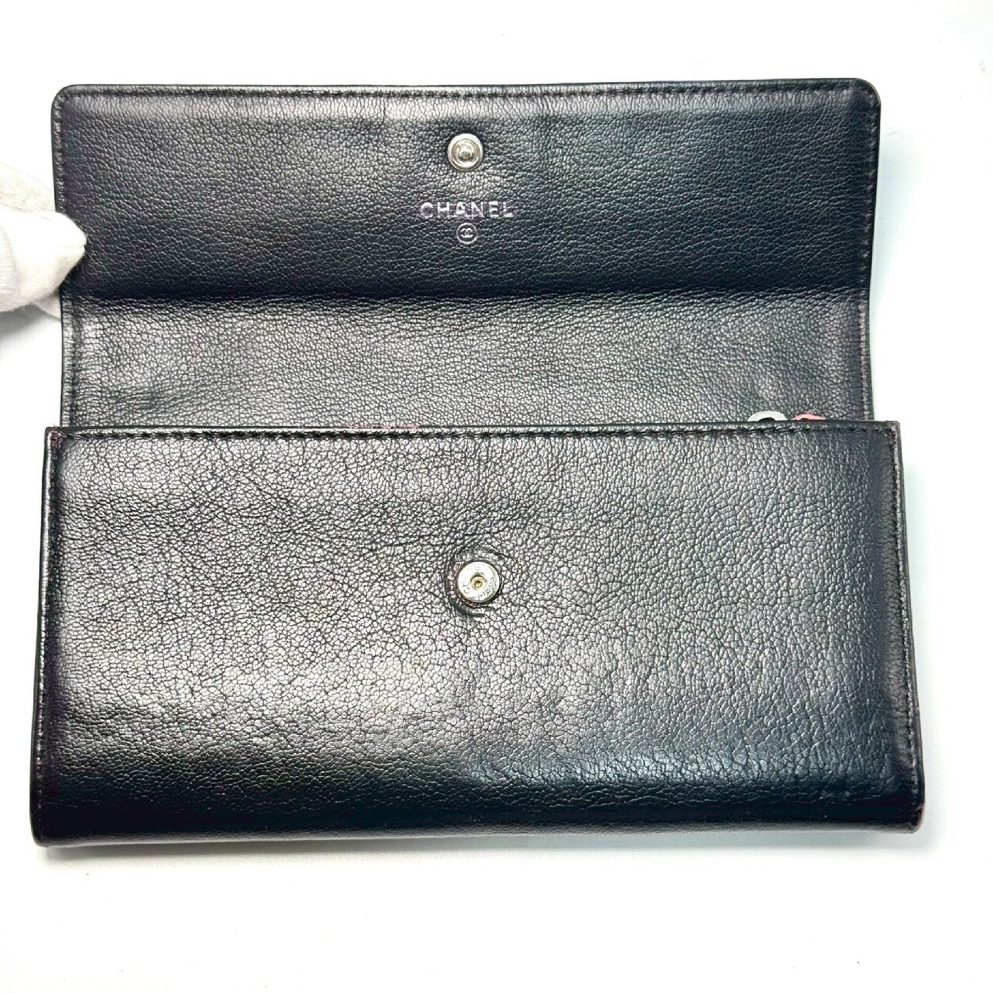 CHANEL Bi-fold Long Wallet, Black, Black/Red, with Guarantee Card, 25613313 Wallet