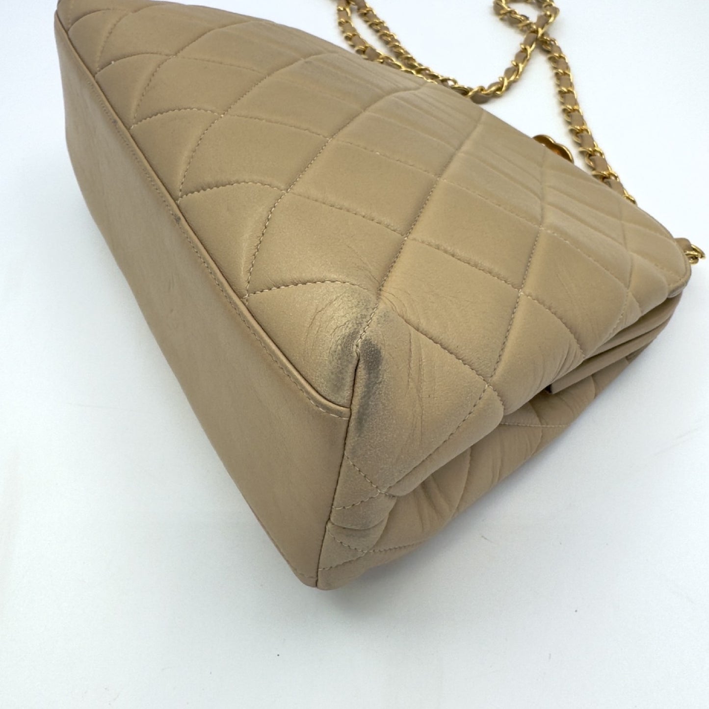 CHANEL Chain Shoulder Bag with Coco Mark, Beige