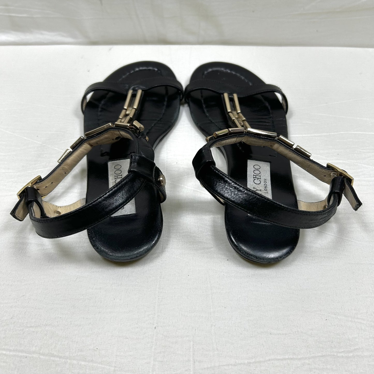 JIMMY CHOO JIMMY CHOO Metal Chain T-Strap Flat Sandals Size 35