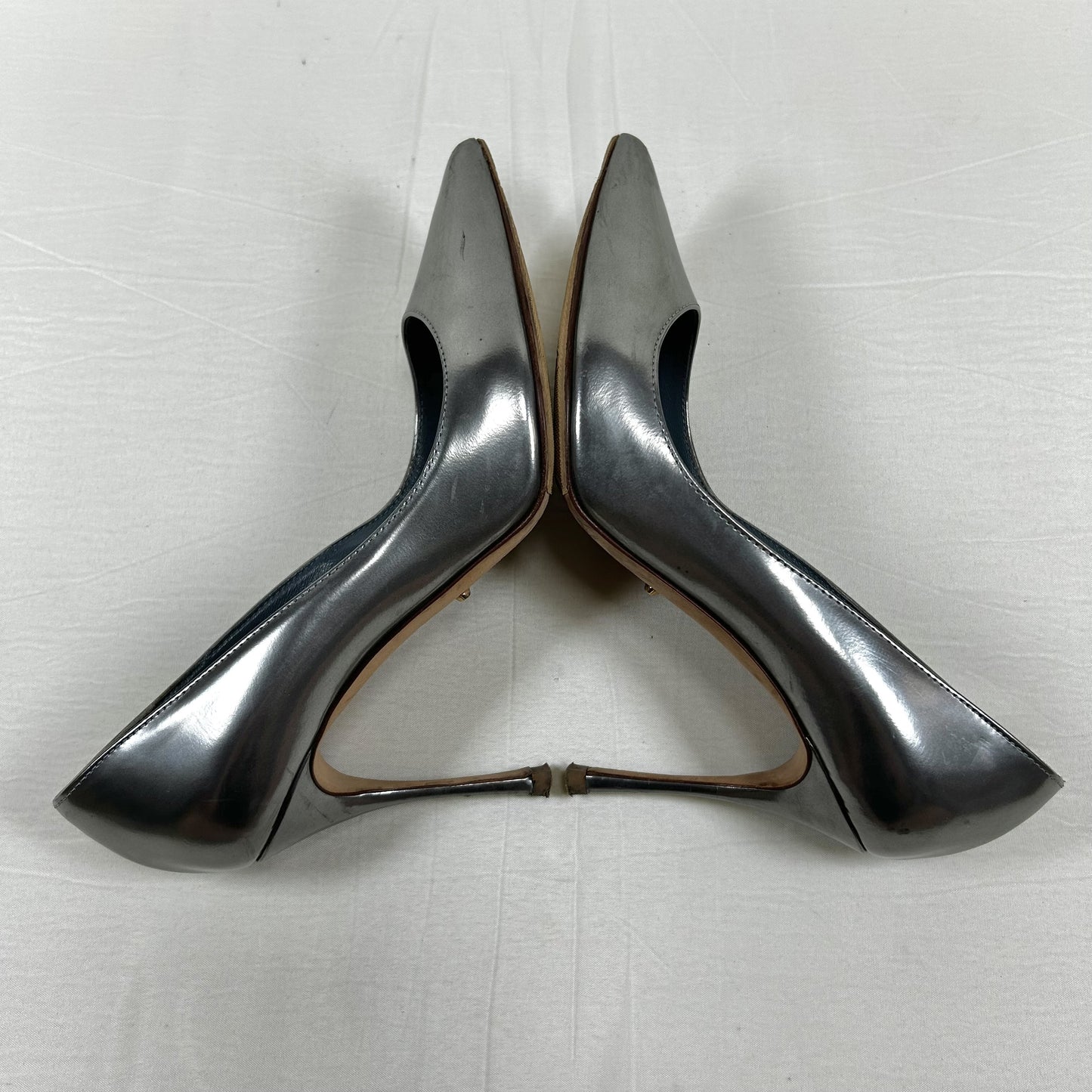 Sergio Rossi pointed toe metallic stiletto pumps, size 35 1/2
