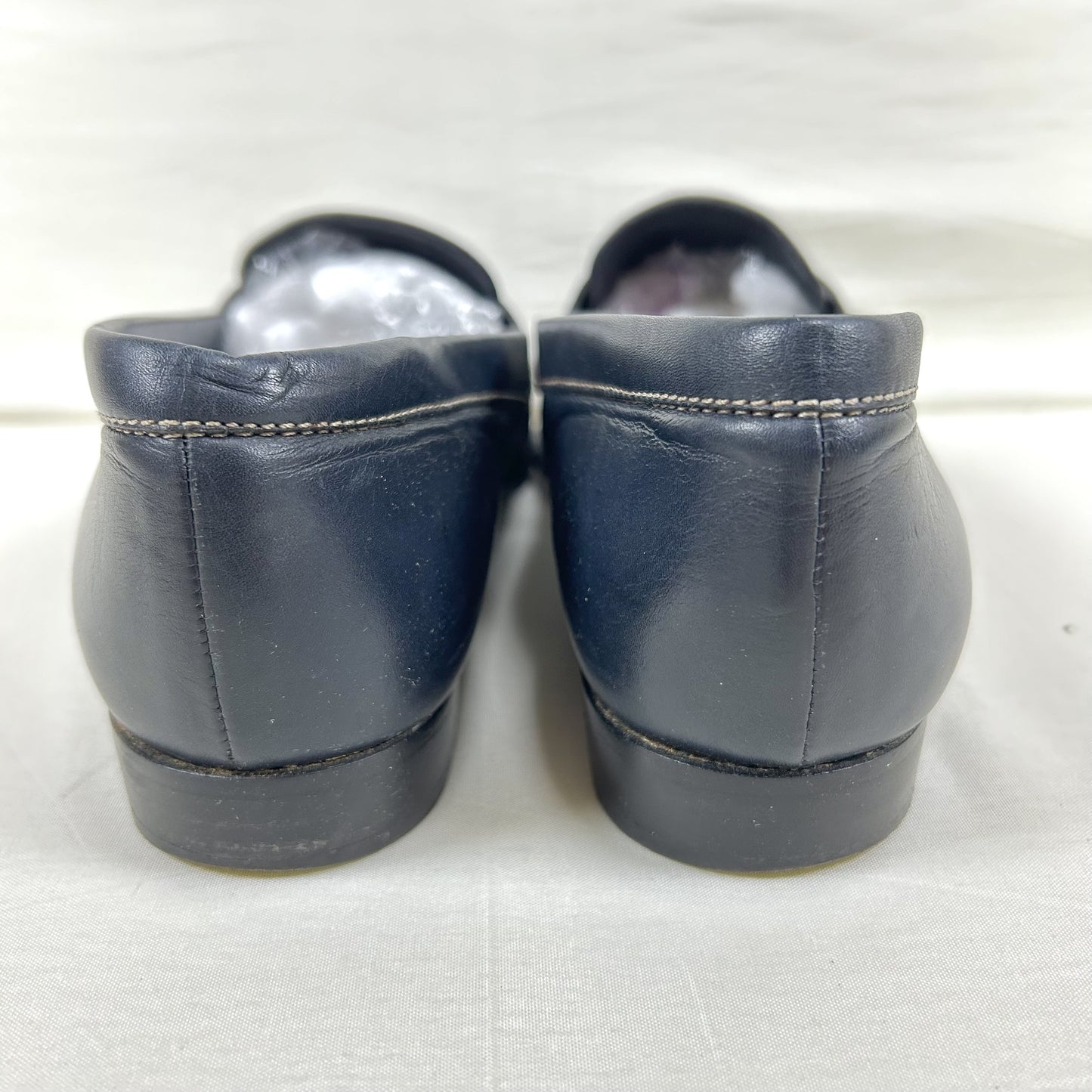 PRADA PRADA Square Toe Loafers, Size 36 1/2, Navy