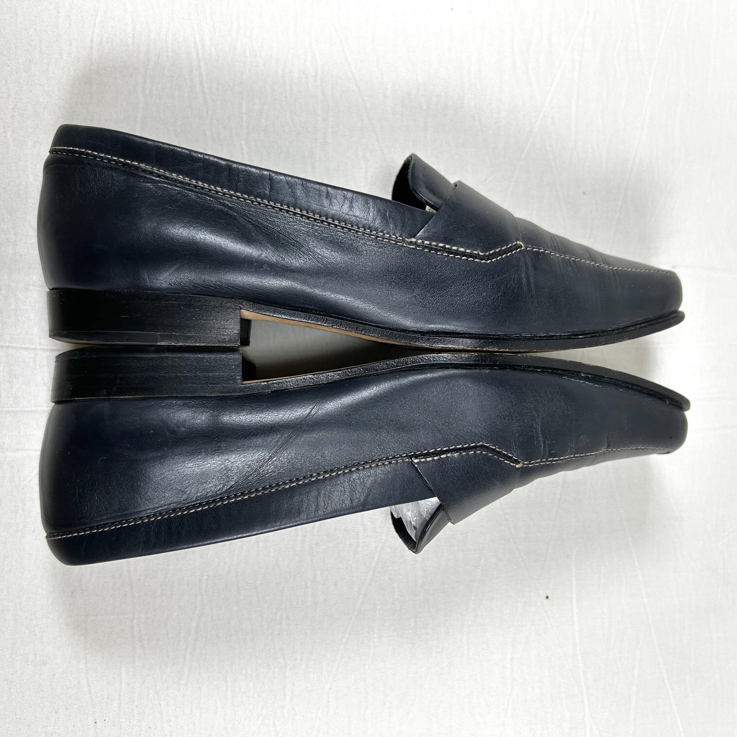 PRADA PRADA Square Toe Loafers, Size 36 1/2, Navy