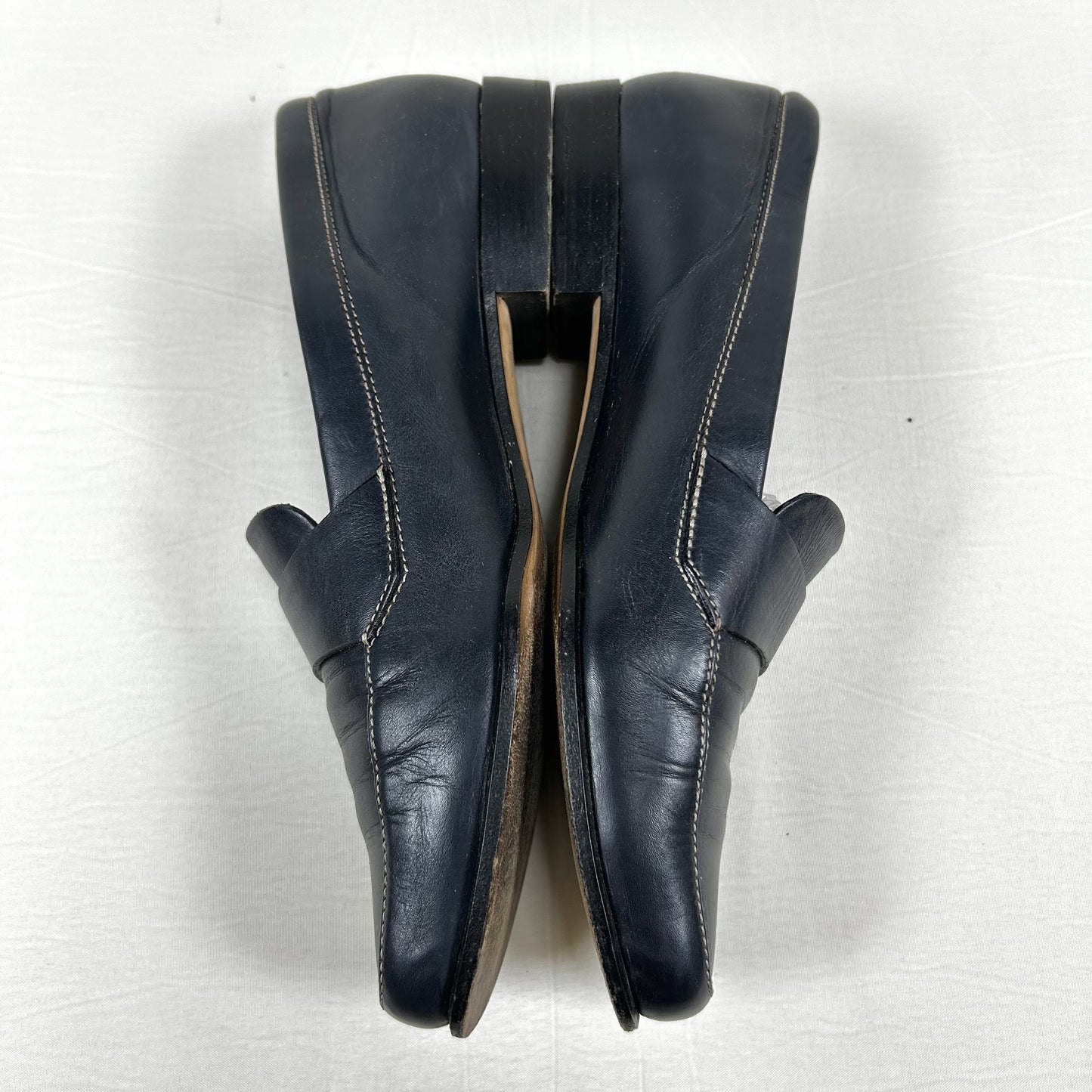 PRADA PRADA Square Toe Loafers, Size 36 1/2, Navy