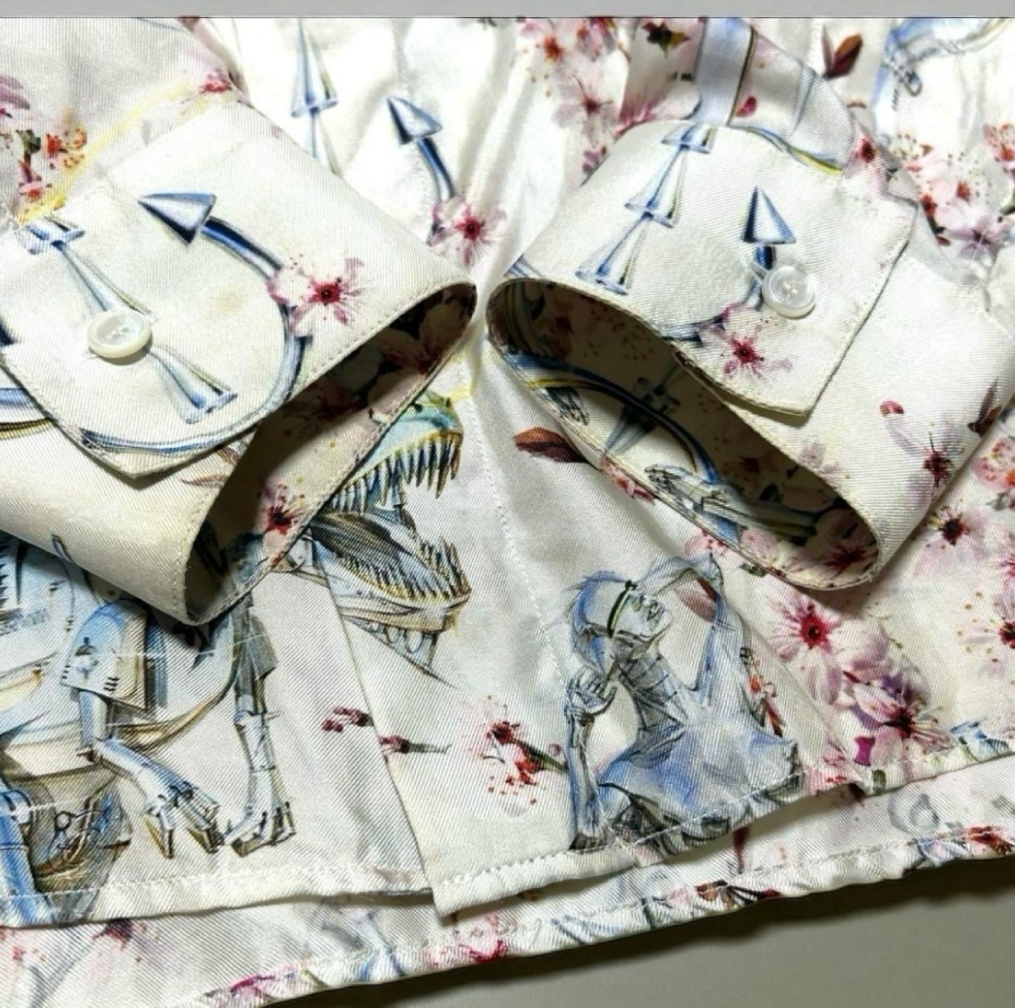 Dior Dior Sorayama Sexy Robot Silk Shirt, All-Over Print, Size 39, Long Sleeve Shirt
