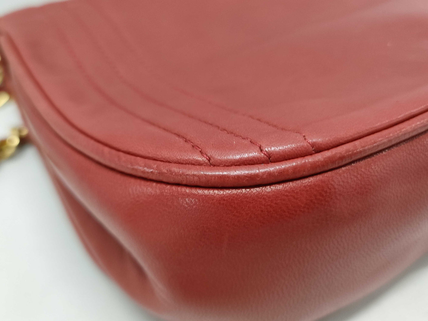 CHANEL Chanel Lambskin Chain Shoulder Bag, Red, with Seal, 665398, Shoulder Bag