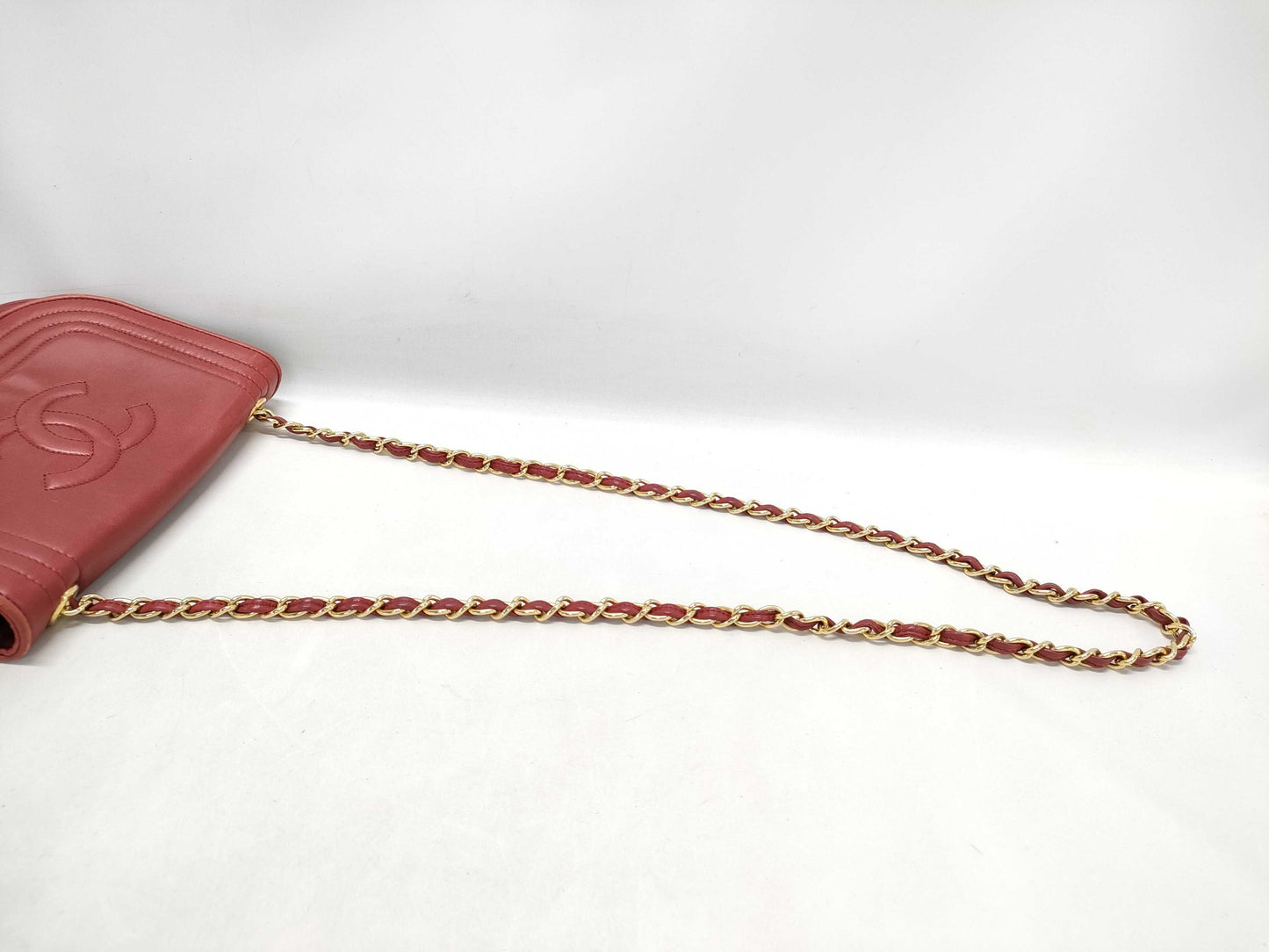 CHANEL Chanel Lambskin Chain Shoulder Bag, Red, with Seal, 665398, Shoulder Bag