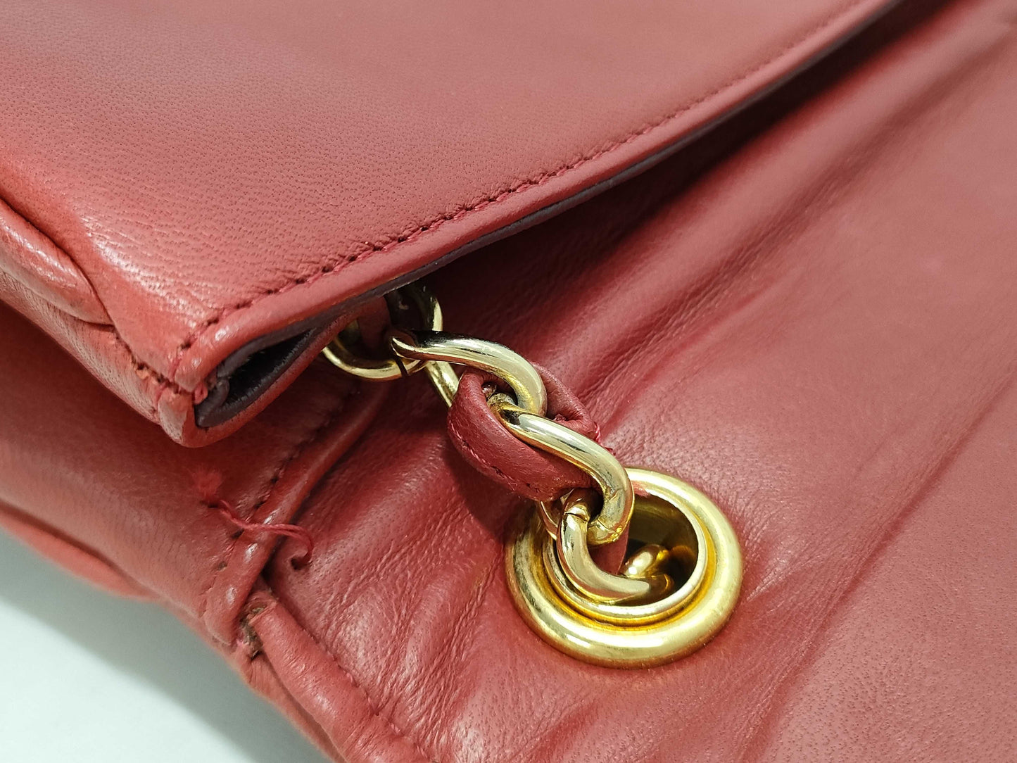 CHANEL Chanel Lambskin Chain Shoulder Bag, Red, with Seal, 665398, Shoulder Bag