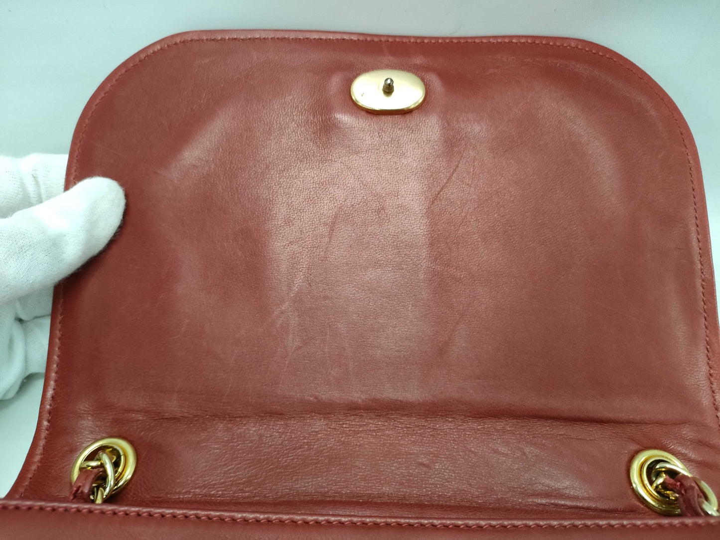CHANEL Chanel Lambskin Chain Shoulder Bag, Red, with Seal, 665398, Shoulder Bag