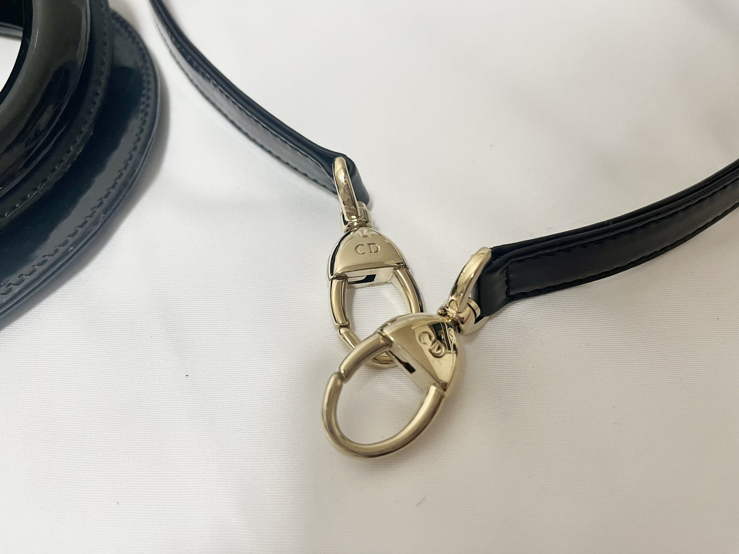 Dior Lady Dior Patent Leather Tweed 2-Way Handbag Black