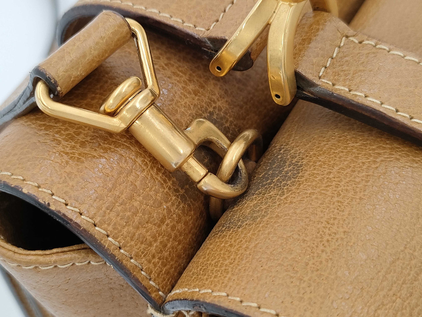 GUCCI GUCCI Bamboo Leather 2-Way Handbag Brown Bag