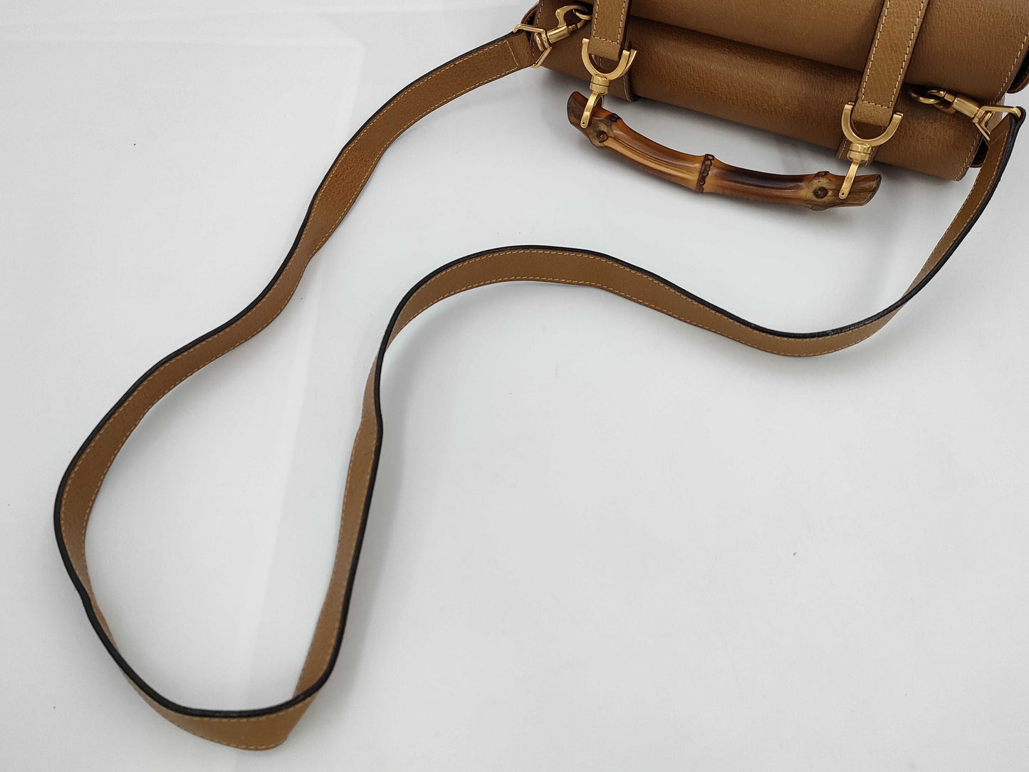GUCCI GUCCI Bamboo Leather 2-Way Handbag Brown Bag