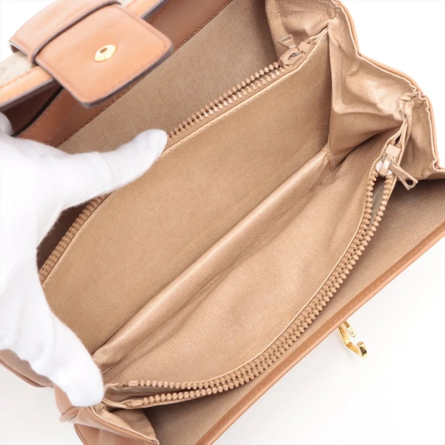 CELINE C Macadam Carriage Hardware PVC and Leather Shoulder Bag Brown