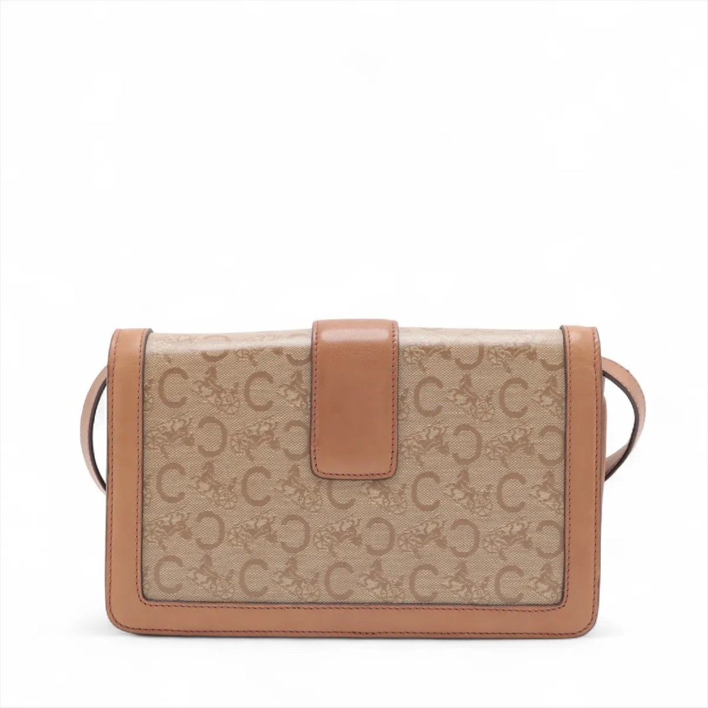 CELINE C Macadam Carriage Hardware PVC and Leather Shoulder Bag Brown